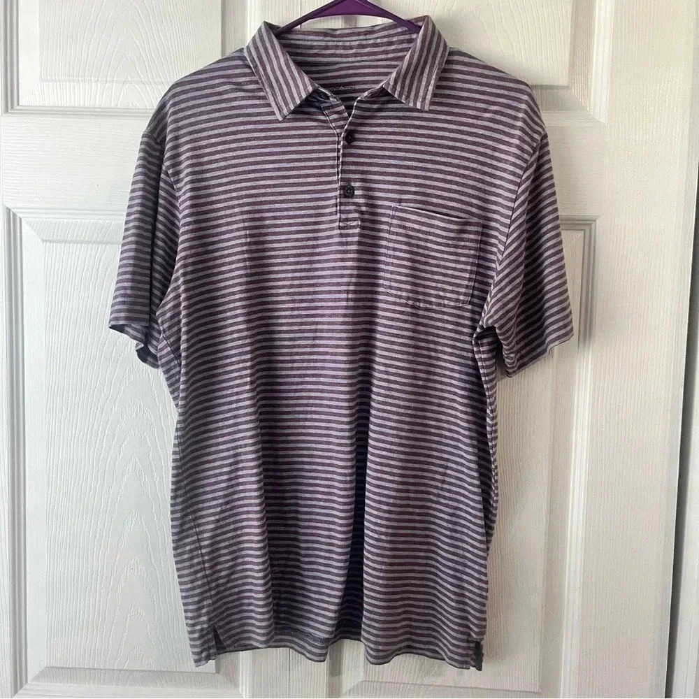 Patagonia Mens Organic Cotton 3 Buttons Stripe Polo Shirt Size Medium
